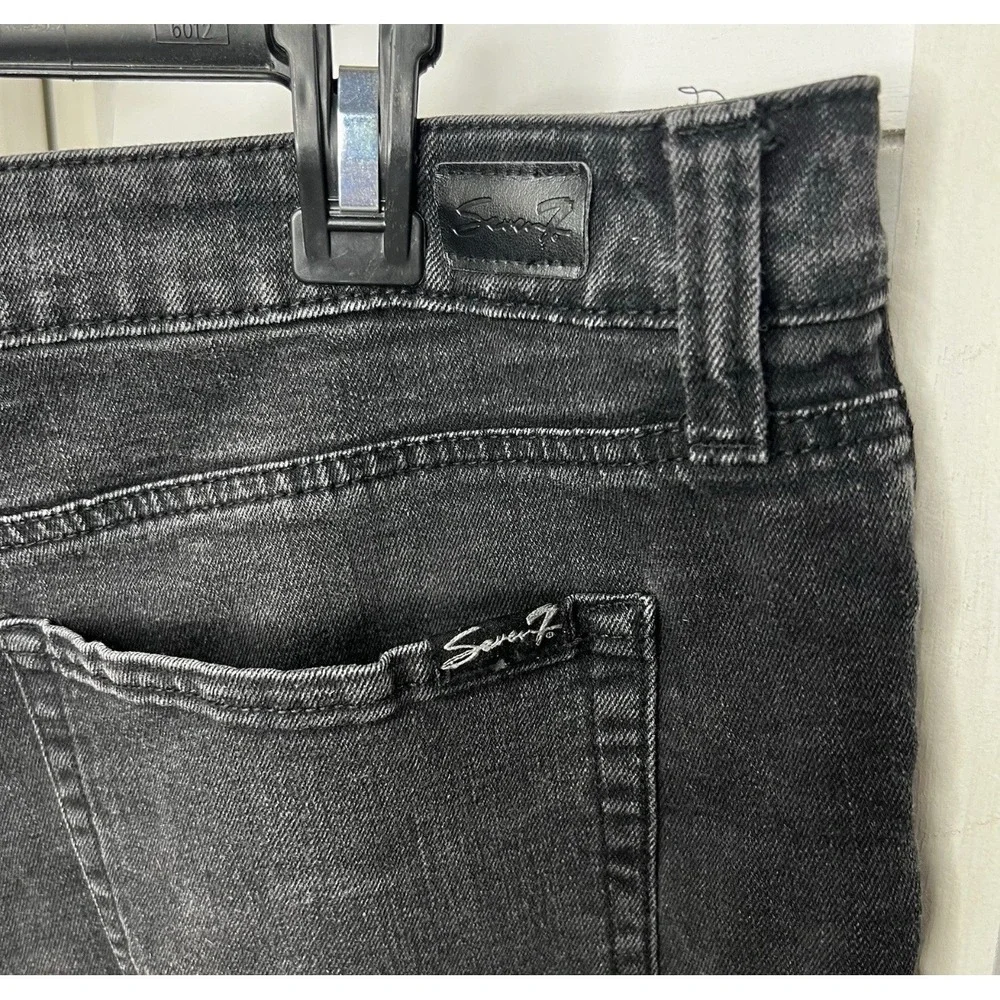 Seven7‎ Denim Shorts Black Distressed Raw Hem Cut Off Stretch Womens Size 16